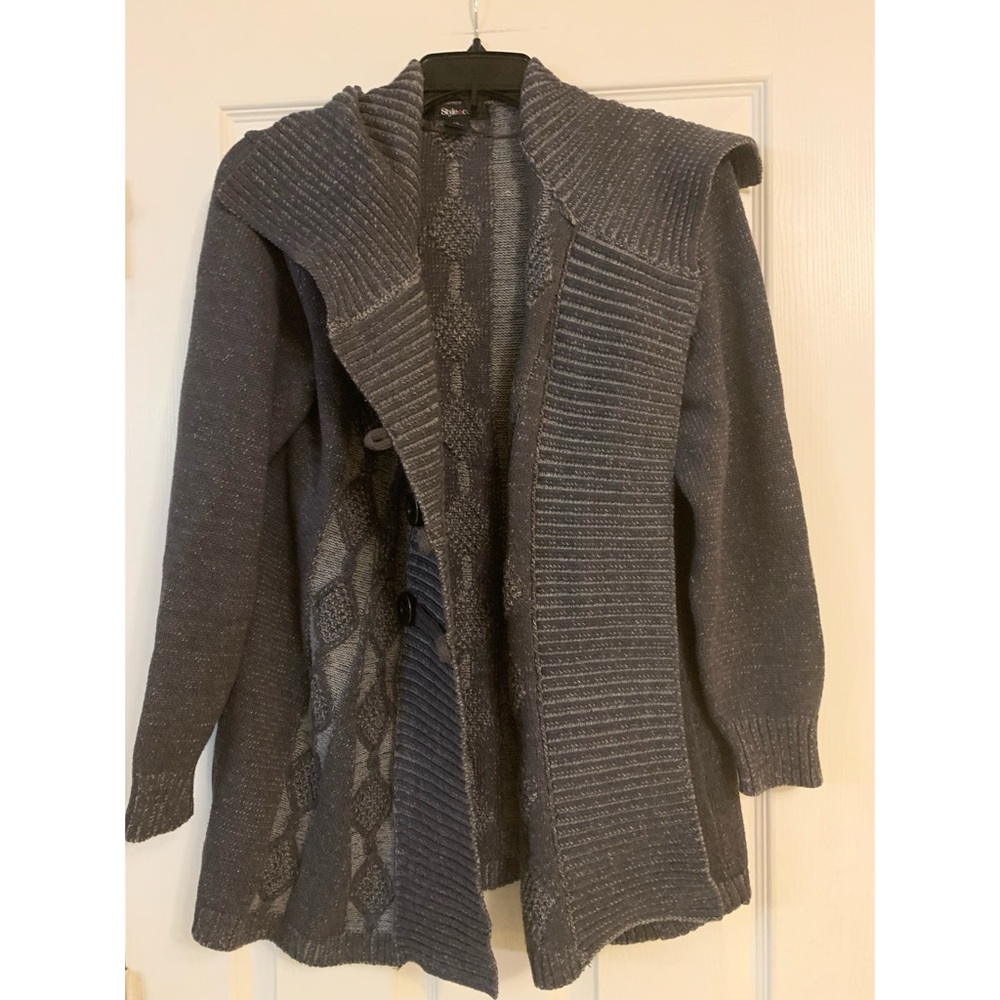 Cozy Gray Women's Sweater Cardigan Style and Co
